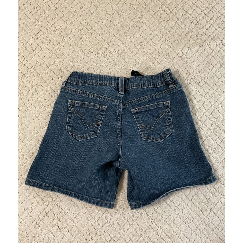 FADED GLORY Girl's Med Wash Adj Waist Reg Fit Bermuda Stretch Jean Shorts sz 12 - Picture 7 of 8